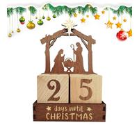 25 Days Wooden Nativity Christmas Advent Calendars | Wooden Nativity Advent Calendars Countdown,Fun Tabletop Ornament For Bedroom Living Room Home Decor Winter Festival