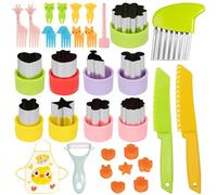 25 emporte-pièces en forme de fruits et légumes, emporte-pièces en acier inoxydable, mini-coupe-légumes pour enfants avec coupe-légumes ondulé, 10 cure-dents fantaisie, couteau