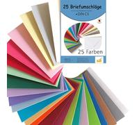 25 enveloppes C5 multicolores, enveloppe a5 couleur en 25 couleurs différentes comme set, idéal pour le bricolage, pour Noël, comme idée de cadeau pour des cartes A5
