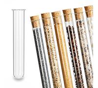 25 éprouvettes avec bords ourlés et bouchon | qualité supérieure - Parfait pour accrocher des cadeaux, 160 x Ø 16mm, Presskorken dunkelbraun, 25