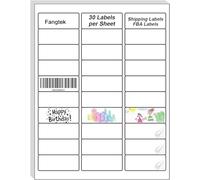 [25 feuilles, 750 étiquettes] Lot de 750 étiquettes d'adresse en papier autocollant pour imprimante laser/jet d'encre, 21,6 x 27,9 cm, 30 par feuille, 2,5 x 6,4 cm