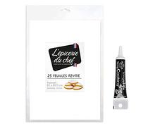25 feuilles azyme blanches + Stylo glaçage noir