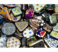 25 g Mix of Unique Czech Bohemia Glass Pressed Beads with various Patterns, Matte and Glossy, Hand Made BCV