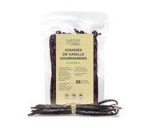 25 Gousse de Vanille Gourmet 13 à 15 cm, Gousses Fraîches de Vanille Gousse Arôme Riche, Idéal pour faire extrait de vanille, pâtisserie et la cuisine, Bulk Vanilla Beans, 100g