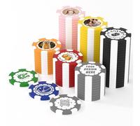 25 jetons de poker en argile personnalisés, 40 mm, poids 11,5 g, jetons de poker personnalisés avec votre logo, image ou texte, jetons de boisson personnalisés pour bar, fête, tournoi, club de golf ou