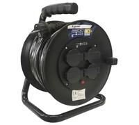 25 m Extensible enroulable 4T avec couvercles 3 x 1,5 mm 3600 W