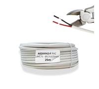 25 m PVC Flat Cable 2x0.75 mm² White Inside Red-BlackType 03VVH2-FFlexible Copper Double CableRound Electrical Cord for LED Lighting.