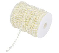 25 m/rouleau de guirlandes de perles de fausse perle bricolage longues perles de perles, chaîne de perles artisanales de 6 mm, rouleau de guirlande de perles pour la décoration de fête de(Beige)
