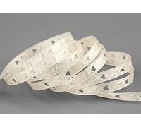 25 m x 6 mm Ruban décoratif en forme de cœurs découpés Crème Ivoire Ruban de satin pour amour, fête des mères, Saint-Valentin, mariage Ruban pour cadeau, loisirs créatifs, sans fil