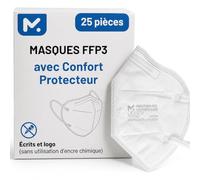 25 Masque FFP3 Certifiés CE, Masque 5 Couches Sans Valve, Masques de Protection Adulte contre les Poussières et les Particules, Masques de Protection Respiratoire Filtrant BFE≥99, 25 Pièces