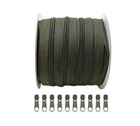 25 Mètres de Fermeture Éclair en Nylon + 10 Curseurs Libres en Métal Pour Coudre, Couture, Vêtements, Tissus - Au Mètre 5# (25 m, 3075)