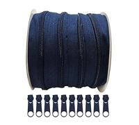 25 mètres de fermeture éclair en nylon + 10 curseurs libres tireurs en métal pour coudre, couture, fermeture éclair pour coudre sur vêtements, tissus, fermeture éclair au mètre 5#, (25 m, 330)