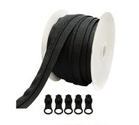 25 Mètres Fermeture éclair imperméable + 10 curseurs pour coudre et monter la fermeture éclair sur mesure souhaitée, néoprène imperméable (25 mètres, maille 5)