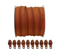 25 Mètres Rouleau de Fermeture Éclair Continue en Nylon + 10 Curseurs Automatiques en Métal 5#, fermeture éclair pour coudre des vêtements, fermeture éclair au mètre, (tuile 431, 25 mètres+10C)