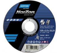 25 meules de tronçonnage plates Norzon Quick Cut - 125 x 1 x 22,23 mm NORTON