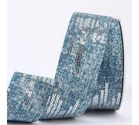 25 mm/38 mm Paillettes Denim Sangle Nœud Fait Main Accessoires Cheveux Rubans Matériaux De Bricolage Vêtements(Color-08,25 mm 5yards)