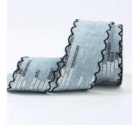 25 mm/38 mm Paillettes Denim Sangle Nœud Fait Main Accessoires Cheveux Rubans Matériaux De Bricolage Vêtements(Black,25mm 50 yards)