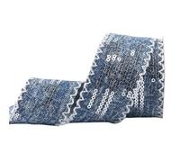 25 mm/38 mm Paillettes Denim Sangle Nœud Fait Main Accessoires Cheveux Rubans Matériaux De Bricolage Vêtements(Color-03,25mm 50 yards)