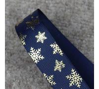25 mm 5 mètres motif flocon de neige ruban de Noël ruban gros-grain pour décoration de fête de mariage de Noël emballage cadeau bricolage arcs-G-Navy-5 yards (4,5 mètres)