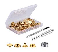 25 Paires de Boutons Pressions Métalliques à Fixation Sans Couture, Kit Complet avec Outils pour la Couture sur Jean, Manteaux, Sacs à Main (Doré)