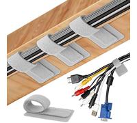 25 paires de supports de câbles autocollants et réutilisables, organiseurs de câbles pour bureau (Grey)