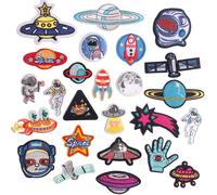 25 Patchs De Fer Ufo Planète Astronaute Bleu, Patchs De Couture Mixtes, Broderie, Vêtements Décalcomanies, Autocollants, Robes, Chapeaux, Jeans