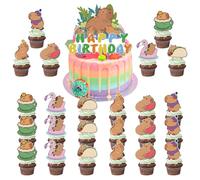 25 Pcs Capybara Cake Topper, Capybara Gâteau Toppers DéCoration GâTeau D'Anniversaire Pour Enfants, Enfants GâTeau Topper, Happy Birthday Topper Gateau Pour Enfants FêTe D'Anniversaire Baby Shower