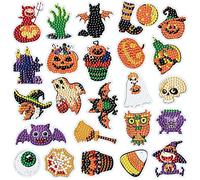 25 Pcs Halloween Diamond Painting Kit Autocollants, 5D DIY Peinture Diamant Autocollant pour Enfants Adultes Débutants, Peinture Diamant Stickers pour Scrapbook, Journal, Fenêtres, Fête d'Halloween