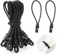 25 Pcs Rubber Bungee Cord With Hooks 6 Inch With Hooks For Camping Tarpaulins And Sun Shade Sail (Black)