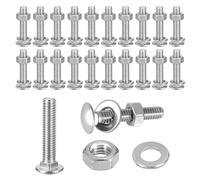 25 PcsBoulons de Carrosserie M6 x 40 mm, Vis à Tête Ronde, Boulons a Tête Ronde Bombée Champignon en Acier Inoxydable A2 V2A, Boulons écrous et Rondelles Set