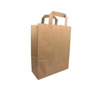 25 Petits Sacs Papier kraft marron écru avec poignée 6 litres L 22 x H 28cm, soufflet 10 - papier 70g non imprimé Sacs en papier écologique I biodégradable. Idéal : commerce, emballage, transport.
