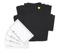 25 Pièces 10.5×7cm petite Enveloppes,enveloppe mariage,avec 25 Cartes Vierges,enveloppe carrée Noir,avec boucle en forme de cœur,pour carte de vœux, carton d’invitation(Best Wish)