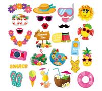 25 Pièces Accessoires Photobooth Hawaii Kit, Décoration Tropicale Thème Aloha pour Summer Pool Party, Accessoires de Photomaton pour Plage, Piscine et Fête Luau Estivale