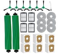 25 Pièces Accessoires pour iRobot Roomba Plus 405/505/500/400/506/507 Combo | 2 brosses principales 6 sacs à poussière 6 tampons de serpillère 4 filtres 6 brosses latérales 1 brosse de nettoyage