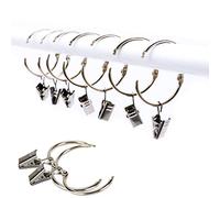 25 Pièces Anneau de Rideau avec Clips Crochet, Acier Inoxydable Draperie de fenêtre Anneau de Suspension, Métal antirouille, Facile Ouvert et Fermer, 38mm Diamètre intérieur (Argent)