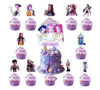 25 Pièces Anniversaire K-pop, Kit Anniversaire Demon Hunter, Décoration Gâteau et Cupcakes avec Cake Topper Happy Birthday, Décoration d’Anniversaire pour Fille, Fournitures de Fête Thème Cartoon