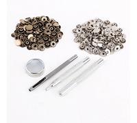 25 pièces argent + 25 pièces bronze 10 mm bouton-pression en métal + ensemble d'outils pour sacs à main en cuir
