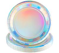 25 Pièces Assiettes en Carton 23 cm Grande Assiette Rainbow Party Assiette en Carton Ronde Déjeuner Dessert Gâteau Assiette à Dîner pour Anniversaire Mariage Pique-Nique Célébration