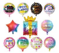 25 Pièces Ballon Helium Joyeux Anniversaire,18 Pouces Ballons Mylar Anniversaire Rose Gold,Multicolore Boîte Cadeau Ballons Ronds Aluminium Pour Fille Femmes Garçons Hommes Enfants Fête Décorations