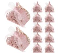 25 Pièces Boîtes Présents Mariage Roses à Paillettes Dorées | Découpe Ajourée, Papier et Ruban, pour Bonbons et Petits Souvenirs, Fêtes de Mariage et Saint-valentin