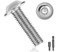 25 Pièces Boulon Inox M6x30mm Vis à Tête Poelier Bombée Avec Bride et Six Pans Creux A2 V2A - Vis à Métaux Bouton à Tête Hexagonale en Acier Inoxydable pour Génie Mécanique