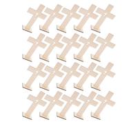 25 pièces Croix de Table en Bois Base, Décor Rustique 16,8x10,8x4cm | Finition Mate, Grain Visible, Style Sobre, pour Baptême, Pâques, Étagères ou Prières