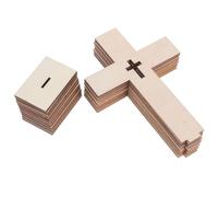 25 Pièces Croix Debout en Bois Inachevée, Décoration Baptême | Design Creux Base Stable, Finition Mate Beige, pour Peinture et Teinture, Pâques et Halloween