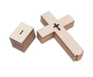 25 Pièces Croix Debout en Bois Inachevée, Décoration Baptême | Design Creux Base Stable, Finition Mate Beige, pour Peinture et Teinture, Pâques et Halloween