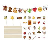 25 Pièces D'Accessoires Photo De Cowboy, 1 Ensemble De Drapeaux De Cowboy, Style Cowboy Pour Hommes, Accessoires Sur Le Thème De La Fête De Cowboy, Décorations De Fête