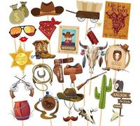 25 Pièces D'Accessoires Photo De Cowboy, 6 Pièces De Breloques En Spirale, Accessoires Sur Le Thème Du Cowboy Pour Hommes, Décorations De Fête D'Anniversaire, Accessoires De Studio Photo