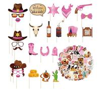 25 Pièces D'Accessoires Photo De Cowboy Occidental, 50 Autocollants De Cowboy, Décorations De Fête De Cowboy, Décorations De Gâteaux De Cowboy