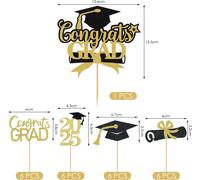 25 Pièces De 2025 Inserts De Carte De Graduation,Chapeau De Gâteau De Graduation Créatif,Plug-In De La Fête De Graduation,Décoration De Gâteau De La Cérémonie De Remise Des Diplômes.