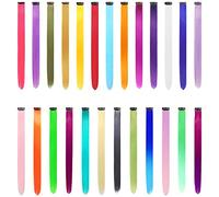 25 pièces de clip d'extension de cheveux colorés, 55 cm de long, cheveux longs cheveux courts cheveux lisses simulation de cheveux, adapté pour les fêtes et tous les jours dress-up.