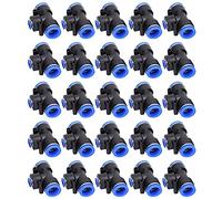 25 pièces de connecteur rapide en T, type 3 voies pour tuyau pneumatique, raccord à diamètre variable pour tube d’air en PU PEG16-8-16 avec bouton de déverrouillage à clé pour